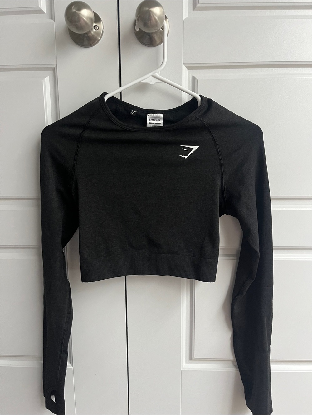 Gymshark Black Long-Sleeve Cropped Training Top